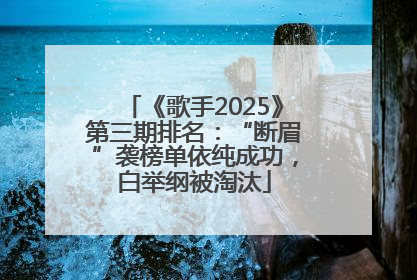 《歌手2025》第三期排名：“断眉”袭榜单依纯成功，白举纲被淘汰