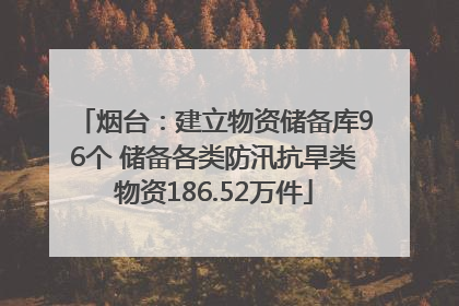 烟台：建立物资储备库96个 储备各类防汛抗旱类物资186.52万件