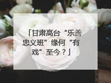 甘肃高台“乐善忠义班”缘何“有戏”至今？