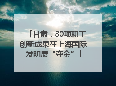 甘肃：80项职工创新成果在上海国际发明展“夺金”