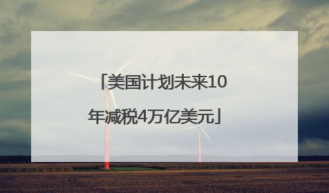 美国计划未来10年减税4万亿美元