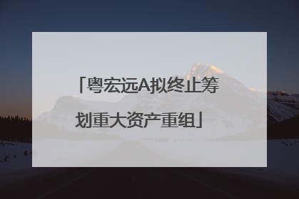 粤宏远A拟终止筹划重大资产重组