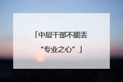 中层干部不能丢“专业之心”