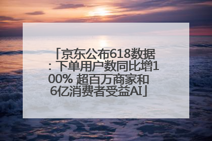 京东公布618数据：下单用户数同比增100% 超百万商家和6亿消费者受益AI