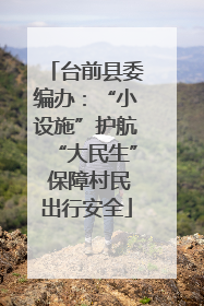 台前县委编办：“小设施”护航“大民生” 保障村民出行安全