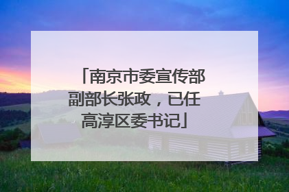 南京市委宣传部副部长张政，已任高淳区委书记