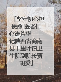 坚守初心担使命 医者仁心铸芳华——记陕西省商南县十里坪镇卫生院副院长贾胡委
