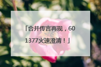 合并传言再现，601377火速澄清！