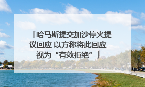 哈马斯提交加沙停火提议回应 以方称将此回应视为“有效拒绝”