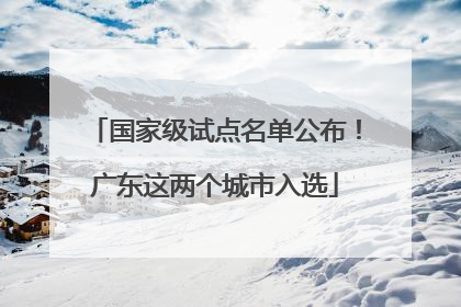 国家级试点名单公布！广东这两个城市入选