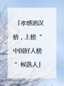 孝感池汉桥，上榜“中国好人榜”候选人