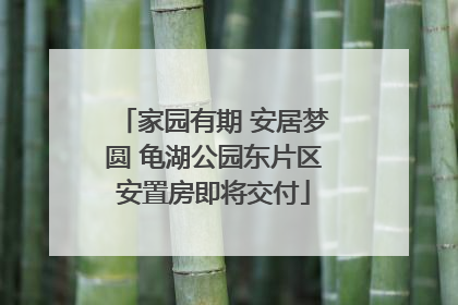 家园有期 安居梦圆 龟湖公园东片区安置房即将交付