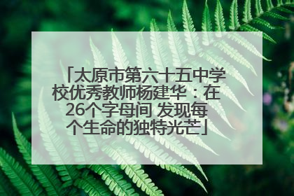 太原市第六十五中学校优秀教师杨建华：在26个字母间 发现每个生命的独特光芒