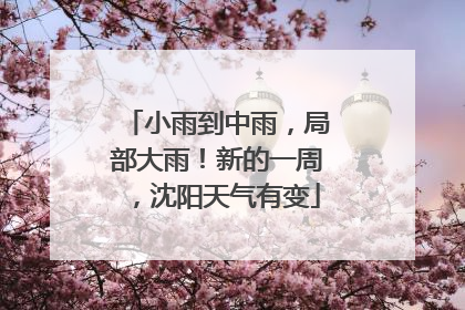 小雨到中雨，局部大雨！新的一周，沈阳天气有变