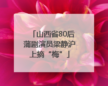 山西省80后蒲剧演员梁静沪上摘“梅”