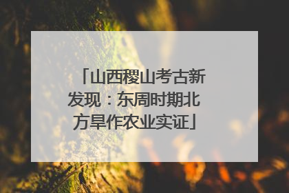 山西稷山考古新发现：东周时期北方旱作农业实证