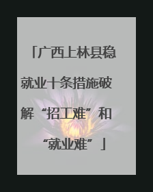广西上林县稳就业十条措施破解“招工难”和“就业难”