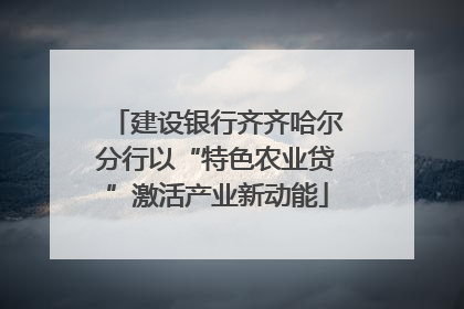 建设银行齐齐哈尔分行以“特色农业贷”激活产业新动能