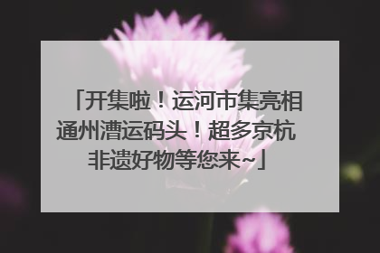 开集啦！运河市集亮相通州漕运码头！超多京杭非遗好物等您来~
