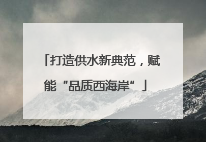 打造供水新典范，赋能“品质西海岸”