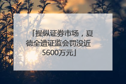 操纵证券市场，夏德全遭证监会罚没近5600万元