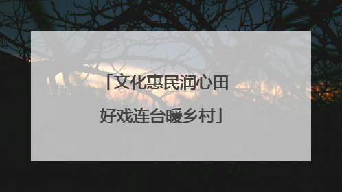 文化惠民润心田 好戏连台暖乡村