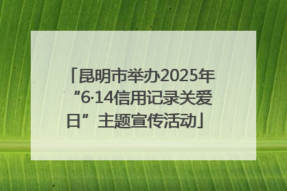 昆明市举办2025年“6·14信用记录关爱日”主题宣传活动