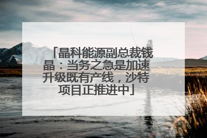 晶科能源副总裁钱晶：当务之急是加速升级既有产线，沙特项目正推进中