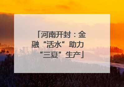 河南开封：金融“活水”助力“三夏”生产
