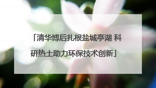清华博后扎根盐城亭湖 科研热土助力环保技术创新