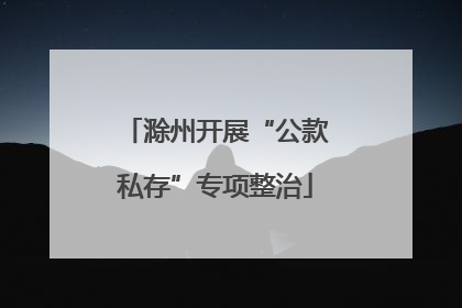 滁州开展“公款私存”专项整治