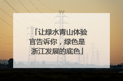让绿水青山体验官告诉你，绿色是浙江发展的底色