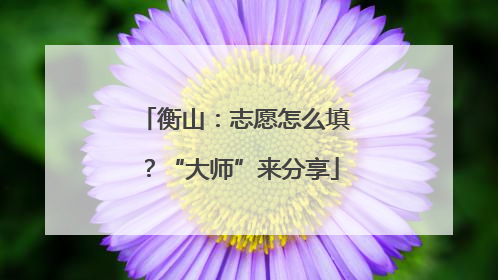 衡山：志愿怎么填？“大师”来分享