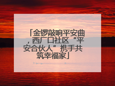 金锣敲响平安曲，西厂口社区“平安合伙人”携手共筑幸福家