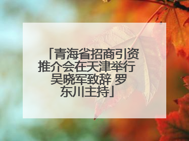 青海省招商引资推介会在天津举行 吴晓军致辞 罗东川主持